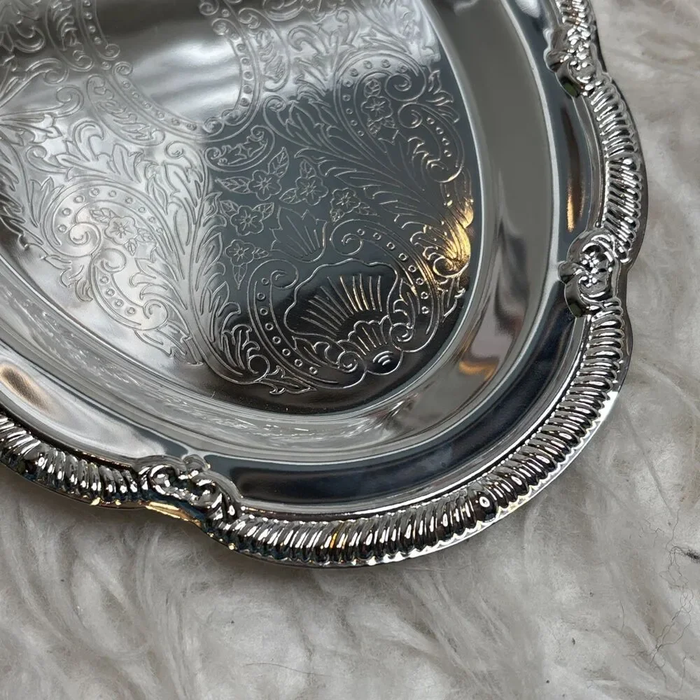 Elegant Silver plated Serving Tray By Old Hampshire Approx 10